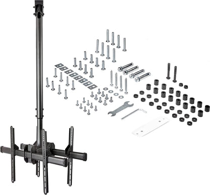 StarTech.com Dual TV Ceiling Mount - Back-to-Back Heavy Duty Hanging Dual Screen Mount with Adjustable Telescopic 3.5' to 5' Pole - Tilt/Swivel/Rotate - VESA Bracket for 32”-75" Displays (FPCEILBTB) 41.7"-61.4" Dual TV