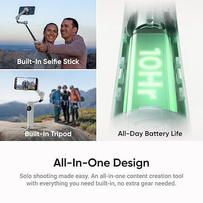 Insta360 Flow 2 White Gimbal Stabilizer for Smartphone - Foldable AI Phone Gimbal, AI&Multi-Person Tracking, Built-in Tripod/Selfie Stick, Remote Control, iPhone/Android Phone Stabilizer, Travel&Vlog Summit White