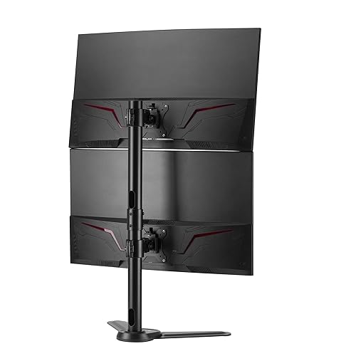 SIIG Freestanding Adjusting Vertical Dual Monitor Steel Stand 17" to 32" - 75x75 100x100 VESA
