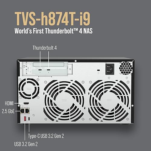 QNAP TVS-h874T-i9-64G-US 8 Bay High-Speed Desktop NAS with Intel 12th Gen CPU, up to 64GB DDR4 Memory, Thunderbolt 4 and 2.5GbE connectivity (Diskless) Thunderbolt 4 NAS 8-bay (Intel core i9)