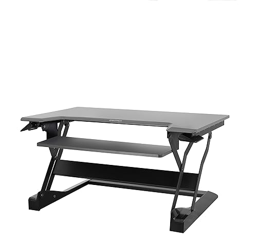 Ergotron – USA Assembled WorkFit-TL Standing Desk Converter, Dual Monitor Sit Stand Desk Riser for Tabletops – 37.5 Inch Width, Black, TAA Compliant