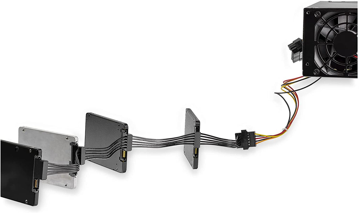 StarTech.com 15.7 in (400 mm) SATA Power Splitter Adapter Cable - M/F - 4x Serial ATA Power Cable Splitter (PYO4SATA) 1 SATA to 4x SATA