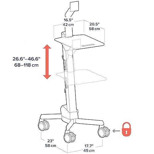 Ergotron – Neo-Flex Rolling Computer Cart, Mobile Standing Desk Workstation – Monitor, Grey