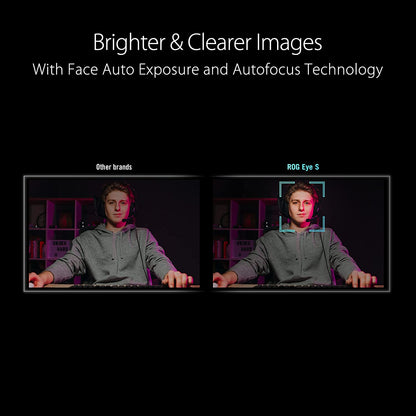 Asus ROG Eye S Streaming Gaming Webcam (1080p 60 FPS, Face Auto Exposure, Autofocus, AI Noise-Cancelling Beamforming Microphones, Compact &amp; Foldable Design, Aluminum Alloy Adjustable Base)