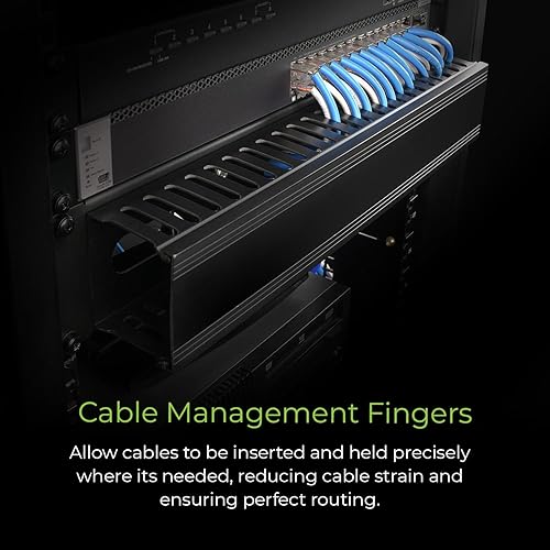 IOGEAR 2U 19" Horizontal Cable Management Duct with Cover and Mounting Screws, Slotted Finger Duct Wire Organizer for Server/Network/Equipment Rack and Cabinets GROHD2U