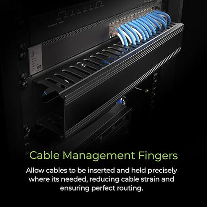 IOGEAR 2U 19" Horizontal Cable Management Duct with Cover and Mounting Screws, Slotted Finger Duct Wire Organizer for Server/Network/Equipment Rack and Cabinets GROHD2U
