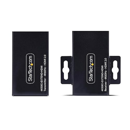 StarTech.com HDMI Extender Over CAT5e/CAT6, 4K 60Hz, Up to 200ft (60m), Transmitter and Receiver Kit, Power Over Cable