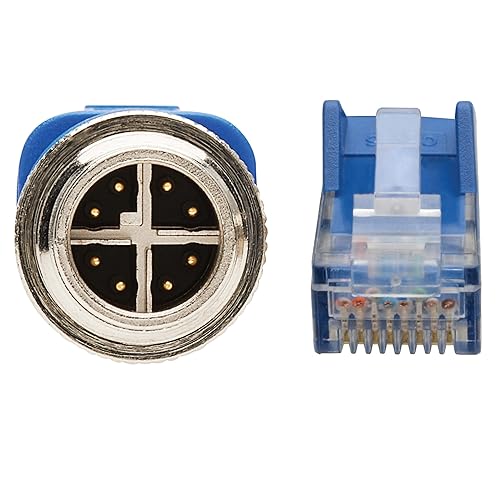 Tripp Lite M12 X-Code to RJ45 Cat6 Ethernet Cable (M/M), 1 Gbps, UTP, UL CMR-LP Certified for 60W PoE, Heavy-Duty IP68 Rating, 16.4 Feet / 5 Meters, (NM12-602-05M-BL) M12 to RJ45 16.4 ft / 5M