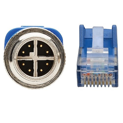 Tripp Lite M12 X-Code to RJ45 Cat6 Ethernet Cable (M/M), 1 Gbps, UTP, UL CMR-LP Certified for 60W PoE, Heavy-Duty IP68 Rating, 16.4 Feet / 5 Meters, (NM12-602-05M-BL) M12 to RJ45 16.4 ft / 5M
