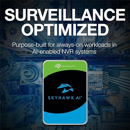 Seagate Skyhawk AI 24TB Video Internal Hard Drive HDD – 3.5 Inch SATA 6Gb/s 512MB Cache for DVR NVR Security Camera System with in-House Rescue Services (ST24000VE002) 24TB Surveillance AI