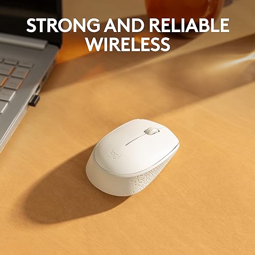 Logitech M170 Wireless Mouse for PC, Mac, Laptop, 2.4 GHz with USB Mini Receiver, Optical Tracking, 12-Months Battery Life, Ambidextrous - Off White
