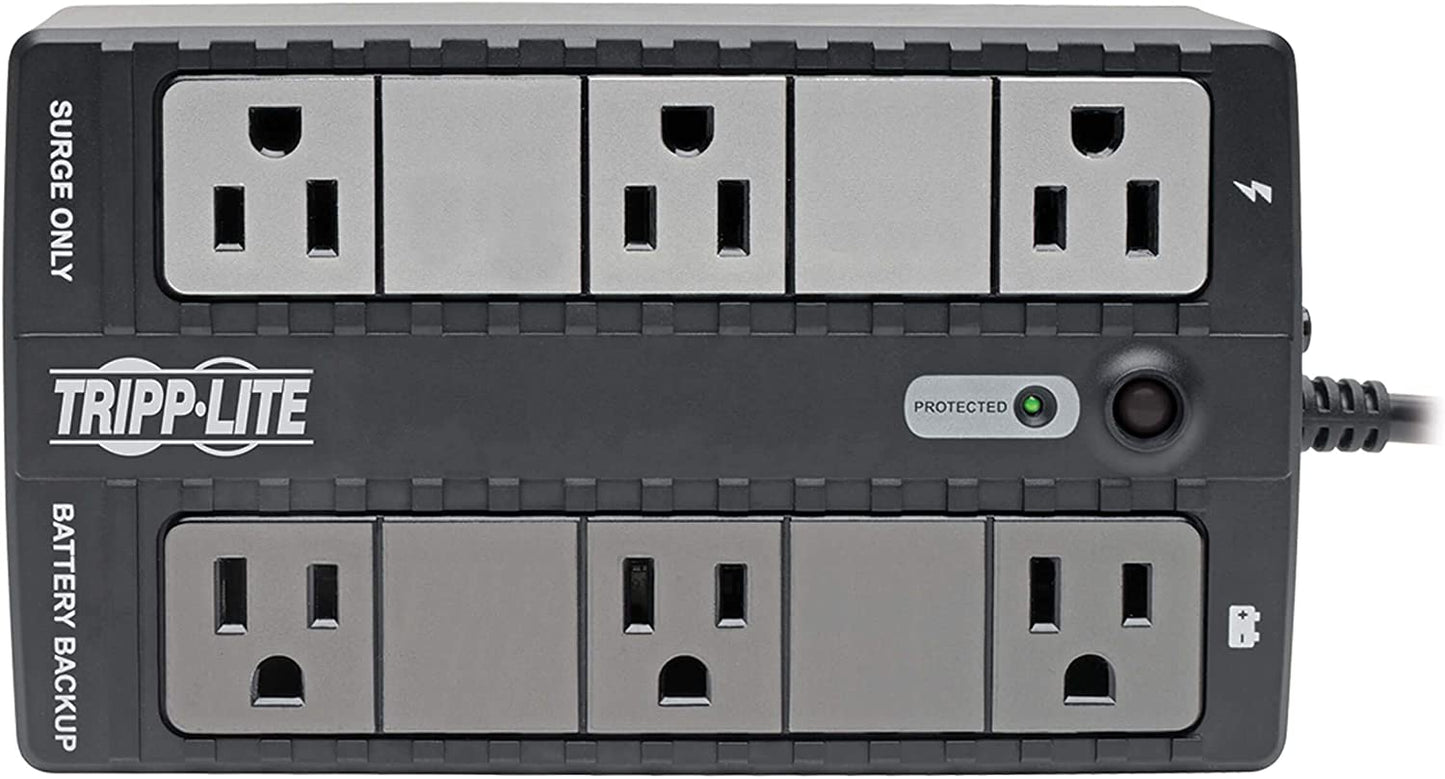 Tripp Lite 350VA Standby UPS, 6 Outlets, 210W, 120V, 50/60 Hz, Desktop/Wall Mount, 3-Year Warranty &amp; $100,000 Insurance (BC350)