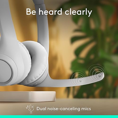 Logitech Zone 300 Wireless Bluetooth Headset with Noise-Canceling Microphone, Compatible with Windows, Mac, Chrome, Linux, iOS, iPadOS, Android – Off-White White 1 Pack Wireless