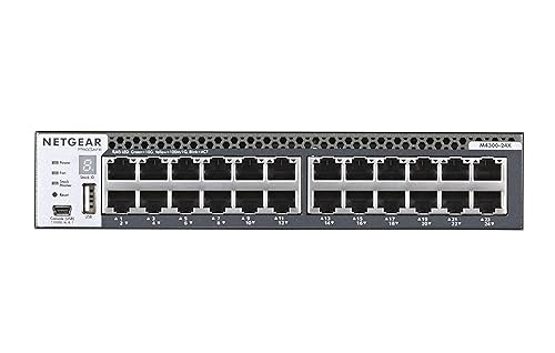 NETGEAR 24-Port Fully Managed Switch M4300-24X 24x, 10GBASE-T, 4X SFP+, Half-Width Stackable, ProSAFE Lifetime Protection (XSM4324CS) 10GbE Copper 24 Port
