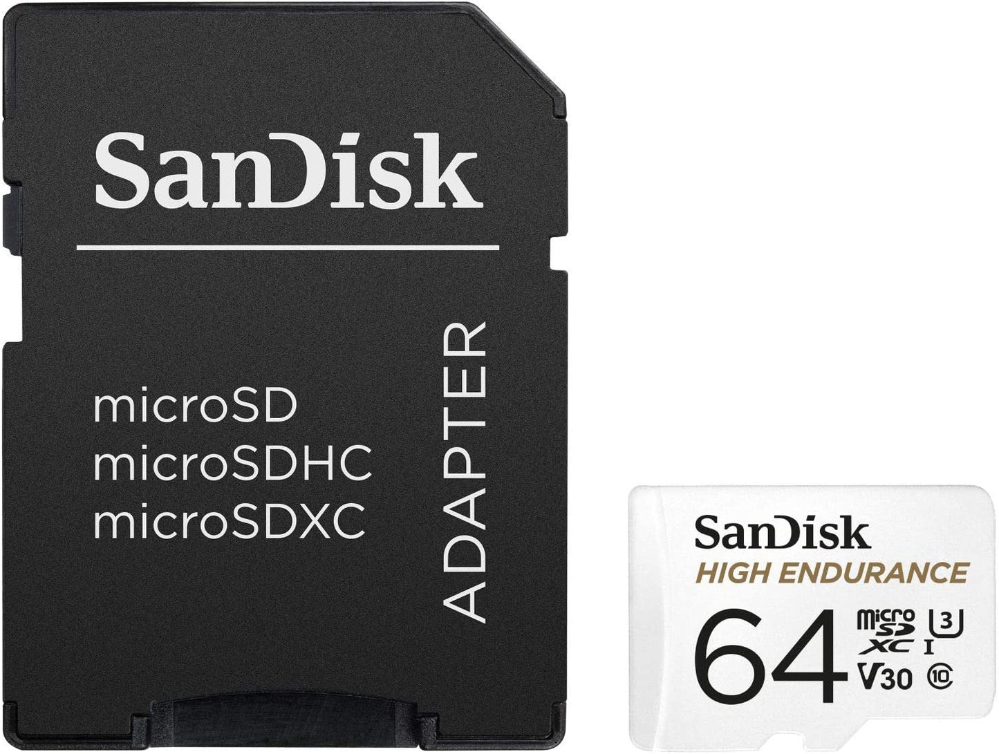 SanDisk 64GB High Endurance Video MicroSDXC Card with Adapter for Dash Cam and Home Monitoring Systems - C10, U3, V30, 4K UHD, Micro SD Card - SDSQQNR-064G-GN6IA 64 GB Card Only