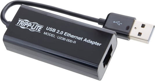 TRIPP LITE USB 2.0 Hi-Speed to Ethernet NIC Network Adapter, 10/100 Mbps, Black