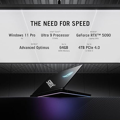 ASUS ROG Strix Scar 18 (2025) Gaming Laptop, 18” ROG Nebula HDR 16:10 2.5K 240Hz/3ms, NVIDIA GeForce RTX 5080, Intel Core Ultra 9 HX, 32GB, 2TB, G835LW-XS97