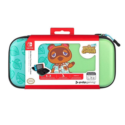 PDP Gaming Officially Licensed Switch Slim Deluxe Travel Case - Animal Crossing - Semi-Hardshell Protection - Protective PU Leather - Holds 14 Games - Works with Switch OLED &amp; Lite - Perfect for Kids Animal Crossing Tom Nook