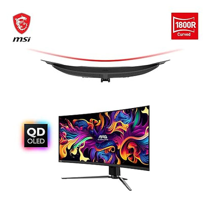 MSI MPG 341CQPX QD-OLED 34-inch Curved OLED Gaming Monitor, 3440 x 1440 (UWQHD), 0.03ms Response time, 240Hz, True Black HDR 400, HDMI, DP Port, USB Type C, Tilt, Height Adjustable