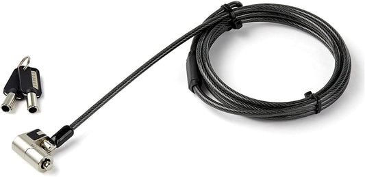 StarTech.com 6.5' (2m) 3-in-1 Universal Laptop Cable Lock - Keyed Laptop/Desktop Security Cable Lock Compatible w/K-Slot, Nano &amp; Wedge Slot Computer - Anti-Theft Steel Cable Lock w/Keys (LTULOCKKEY)
