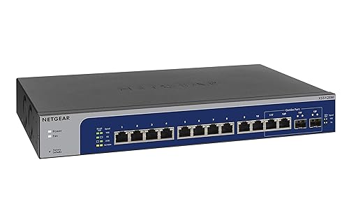 NETGEAR 12-Port 10G Multi-Gigabit Smart Managed Plus Switch (XS512EM) - with 2 x 10G SFP+, Desktop/Rackmount, and ProSAFE Lifetime Protection Smart Managed Plus 12 port | 10G | 2xSFP+