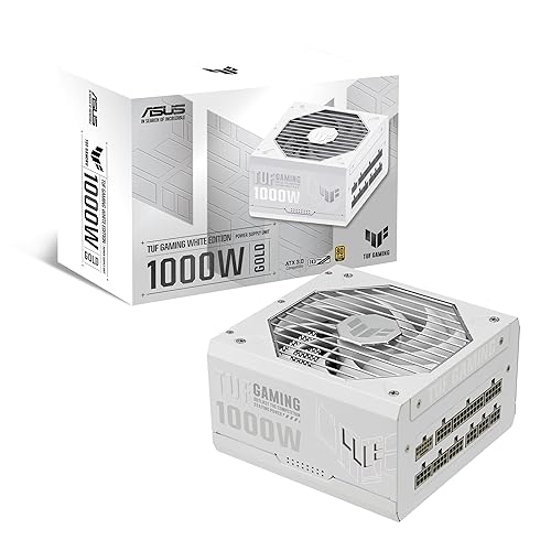 ASUS TUF Gaming 1000W Gold White Edition (1000 Watt, Fully Modular Power Supply, 80+ Gold Certified, Military-Grade Components, Dual Ball Bearing, Axial-tech Fan, PCB Coatingy) TUF Gaming 1000W|White