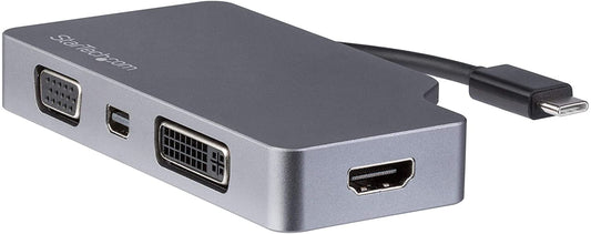 StarTech.com USB C Multiport Video Adapter with HDMI, VGA, Mini DisplayPort or DVI - USB Type C Monitor Adapter to HDMI 1.4 or mDP 1.2 (4K) - VGA or DVI (1080p) - Space Gray Aluminum (CDPVDHDMDPSG) Space Grey