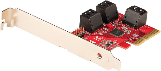 StarTech.com SATA PCIe Card - 6 Port PCIe SATA Expansion Card - 6Gbps - Low/Full Profile - Stacked SATA Connectors - ASM1166 Non-Raid - PCI Express to SATA Converter (6P6G-PCIE-SATA-CARD) Non-RAID 6 Port