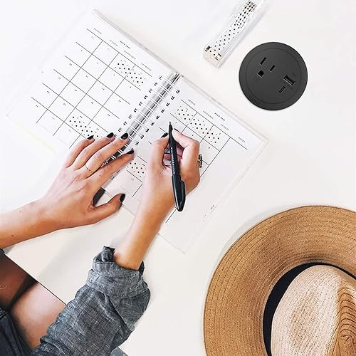 Round Power Strip by Wiremold, Power Strip with USB, Under Desk Power Strip, Mountable Power Strip, Furniture Power Outlet, 15 Amp, 1 Outlet, Type A/C USB, Black, 10 Feet