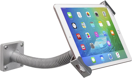 CTA Digital: Security Gooseneck Tabletop &amp; Wall Mount for 7-13" Tablets/iPad 10.2-inch (7th Gen.), iPad Air 3, iPad Mini 5, 12.9-inch iPad Pro,iPad Gen 6, Surface Pro 4 &amp; More, Silver (PAD-SGM) Gooseneck support