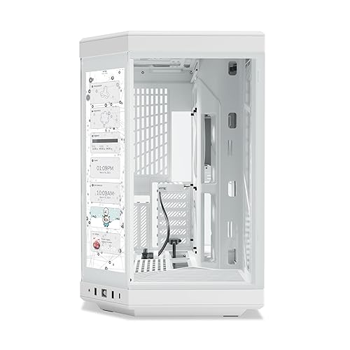 HYTE Y70 Touch Dual Chamber ATX Mid Tower Modern Aesthetic Case with Integrated 4K LCD Touchscreen - Snow White