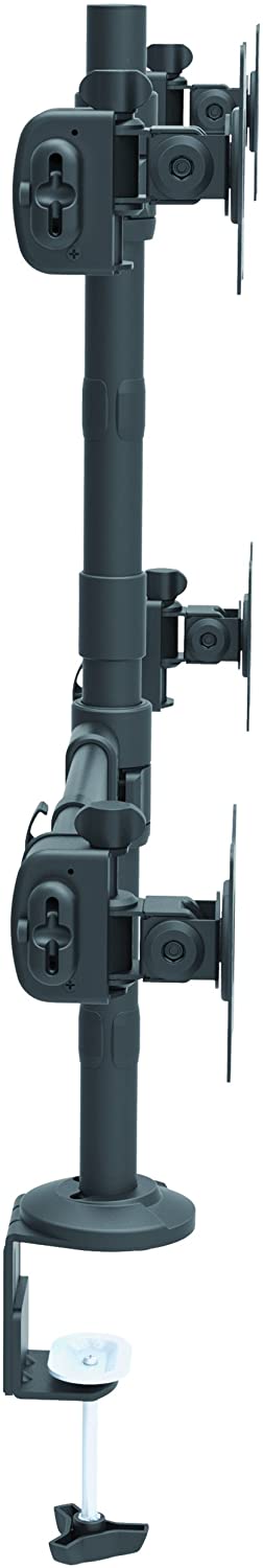 StarTech.com Desk Mount Quad Monitor Arm - Ergonomic VESA 4 Monitor Mount 2x2 up to 27" - Articulating &amp; Height Adjustable Pole Mount - Tilt/Swivel/Rotate LCD/LED Screen - Clamp/Grommet (ARMQUAD) Desk &amp; Grommet Clamp Black