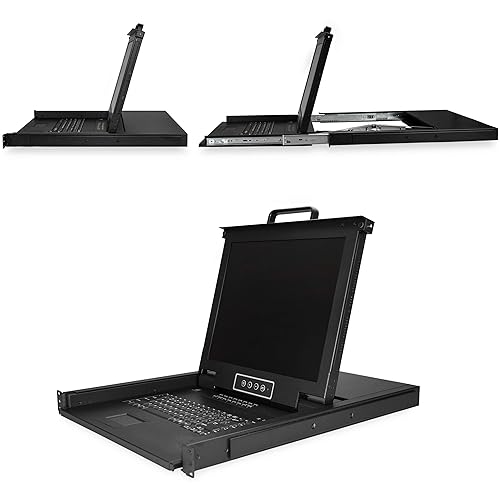 StarTech.com 16 Port Rackmount VGA KVM Console with Keyboard - 1U - 17 Inch LCD Monitor Display - 1280x1024 - Cables & Mounting Hardware Included (RKCONS1716K)