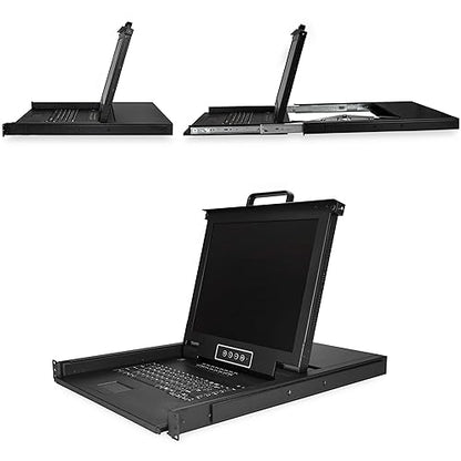 StarTech.com 16 Port Rackmount VGA KVM Console with Keyboard - 1U - 17 Inch LCD Monitor Display - 1280x1024 - Cables & Mounting Hardware Included (RKCONS1716K)