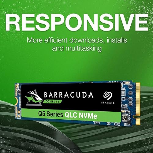 Seagate BarraCuda Q5 1TB Internal SSD - M.2 NVMe PCIe Gen3 ×4, 3D QLC for Desktop or Laptop, 1-year Rescue Services (ZP1000CV3A001) 1TB M.2 SSD