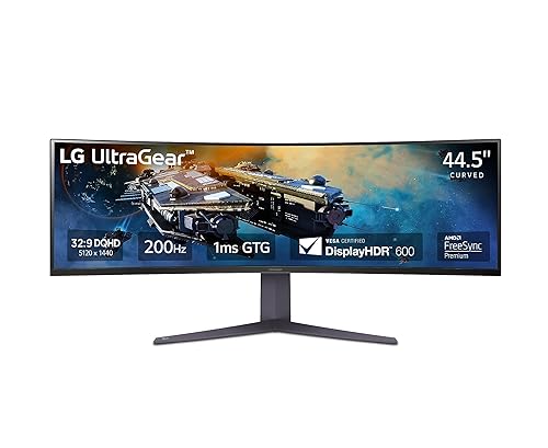 45” LG Ultragear™ 45GR65DC-B DQHD Gaming Monitor/VESA DisplayHDR™600 / DCI-P3 95% (Typ.) / 200Hz / IPS 1ms (GtG) / AMD FreeSync™ Premium Pro