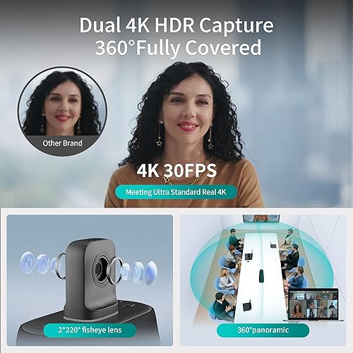 KanDao 2023 Meeting Ultra Standard Web-conferencing Solution, All-in-One Video Conference Room Camera System, Dual 4K HDR 360 Wide Field Auto-framing & Zooming Meeting Camera for Large Meeting Rooms Black Meeting Ultra Standard