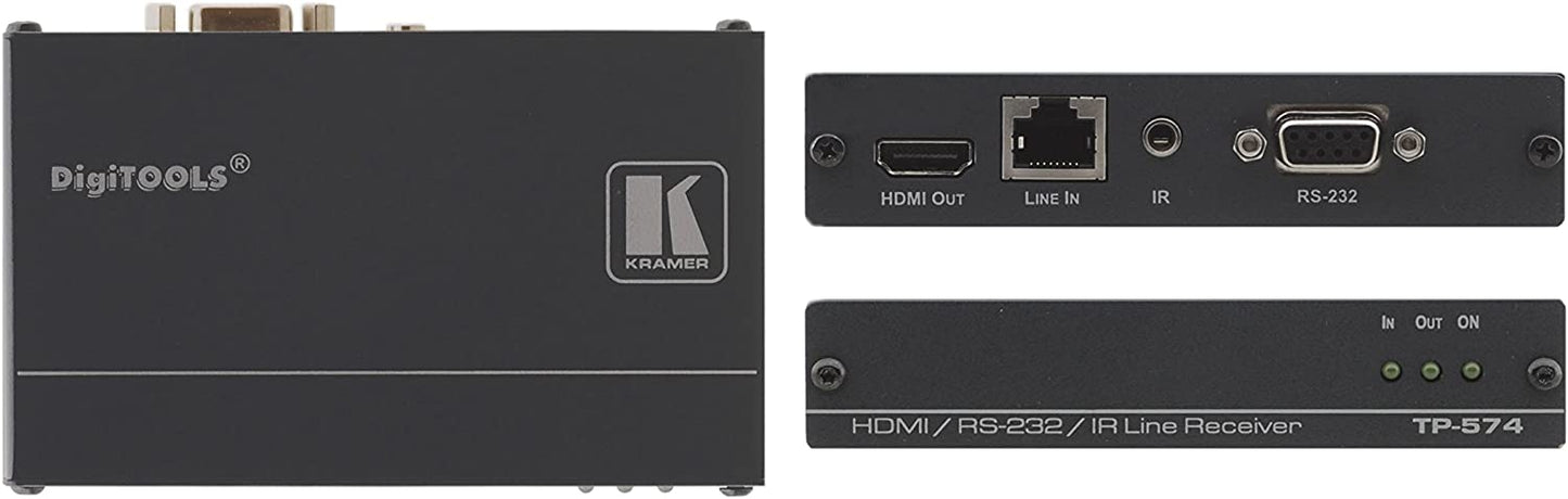 Kramer Electronics TP-574 HDMI HDCP 2.2 Receiver with RS–232 and IR Over PoC Long–Reach DGKat