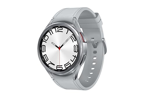 Samsung Galaxy Watch6 Classic, Silver, Bluetooth, 47 mm, Sleep Coaching, ECG, Heart Monitor, Fall Detection, SOS, Fitness Tracker, Camera Access, Digital Wallet (CAD Version and Warranty) Silver 47mm Classic Watch Only