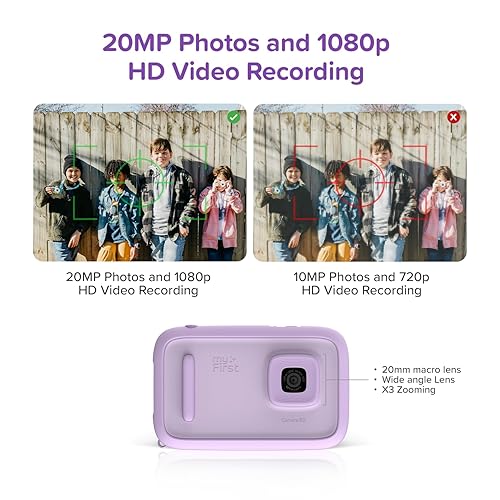 myFirst New AI Editor Camera for Kids Camera 50 Kids' Digital Camera 20MP Photos 1080P Video, Front & Selfie Lens Christmas Birthday Gifts for Boys & Girls Ages 4-15 Portable Travel Camera (Purple)