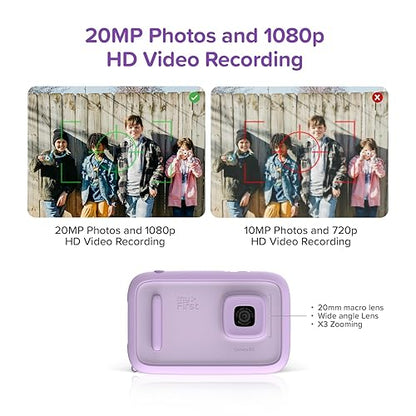 myFirst New AI Editor Camera for Kids Camera 50 Kids' Digital Camera 20MP Photos 1080P Video, Front & Selfie Lens Christmas Birthday Gifts for Boys & Girls Ages 4-15 Portable Travel Camera (Purple)