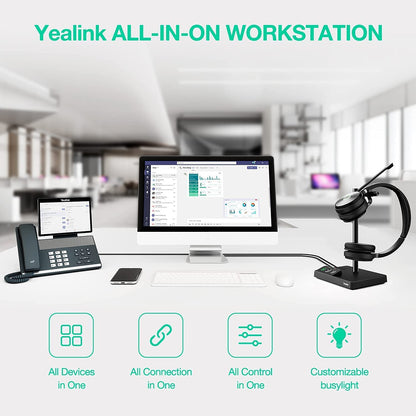 Yealink WH62 Duo UC Wireless Noise Canceling Headset - Headset Connects and Works with USB Enabled Desk Phones, Computers and Softphones. Yealink WH62 Dual UC