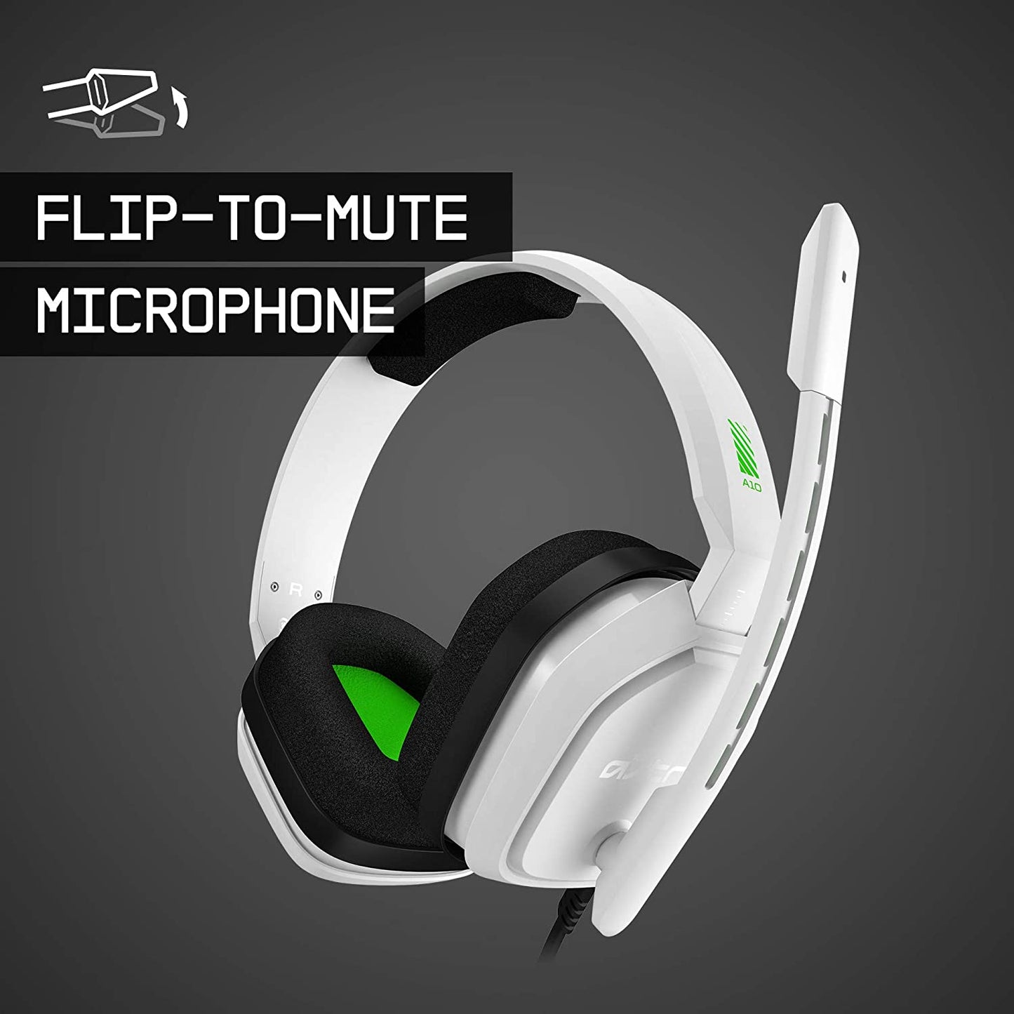 ASTRO Gaming A10 Wired Gaming Headset, Lightweight and Damage Resistant, ASTRO Audio, 3.5 mm Audio Jack, for Xbox Series X|S, Xbox One, PS5, PS4, Nintendo Switch, PC, Mac- White/Green White Gen 1 Xbox/PC Headset Only