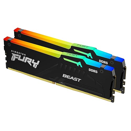 Kingston Fury Beast RGB 32GB (2x16GB) 6000MT/s DDR5 CL36 Desktop Memory Kit of 2 | Infrared Sync Technology | AMD Expo | Plug N Play | KF560C36BBEAK2-32