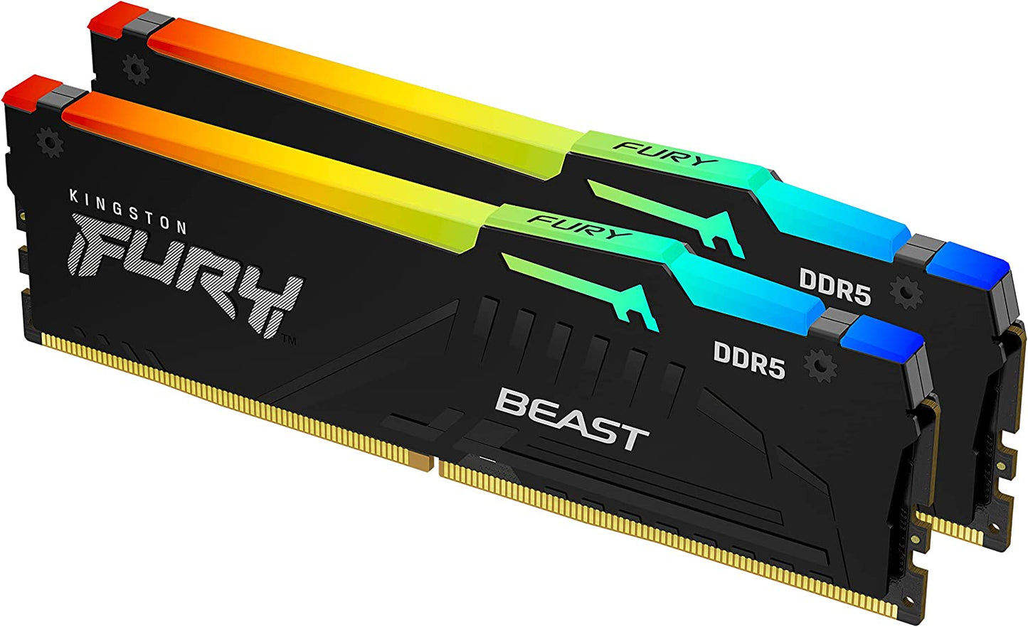 Kingston Technology Fury Beast RGB 32GB (2x16GB) 5600MT/s DDR5 CL36 Desktop Memory Kit of 2 | Infrared Sync Technology | AMD Expo | Plug N Play | KF556C36BBEAK2-32 5600MT/s 16GB (2x16GB)