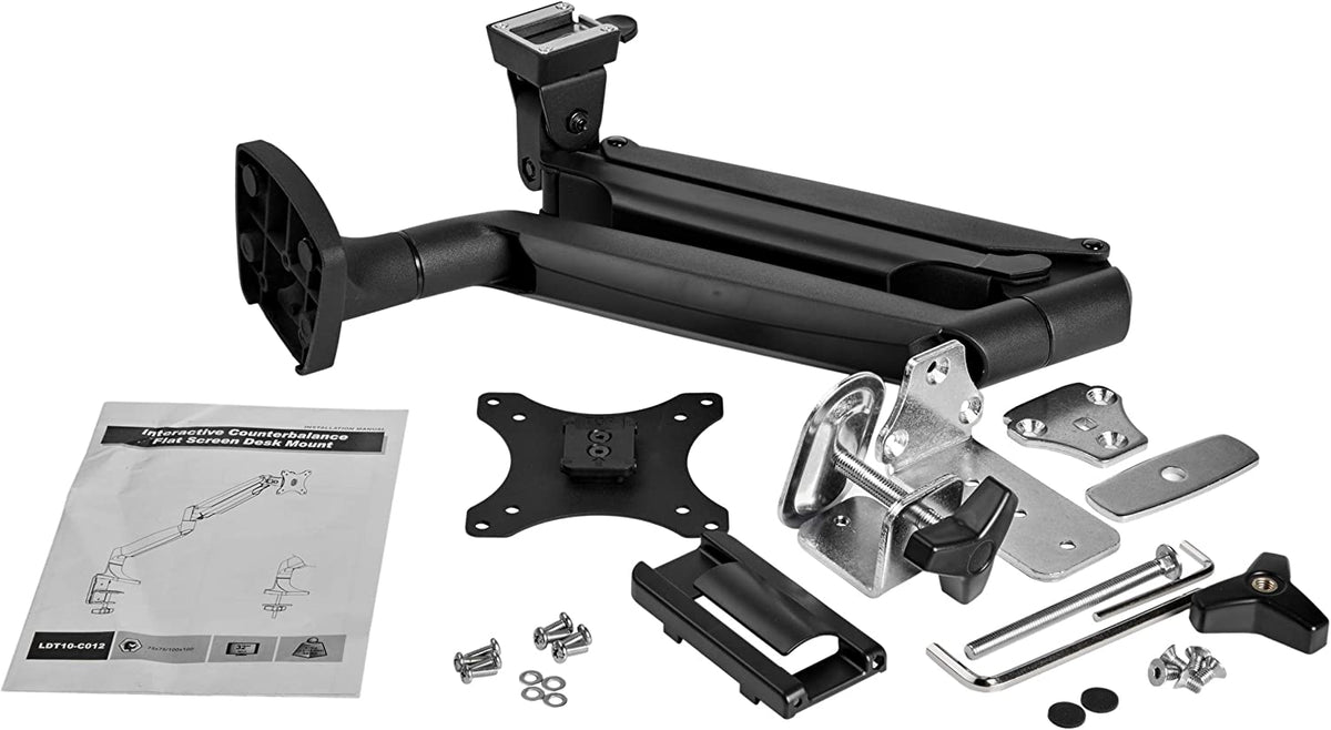 StarTech.com Desk Mount Monitor Arm - Heavy Duty Ergonomic VESA Monitor Arm - Single Display up to 9kg - Full Motion, Height Adjustable, Articulating - Aluminum - C-Clamp/Grommet- Black (ARMPIVOTHDB)