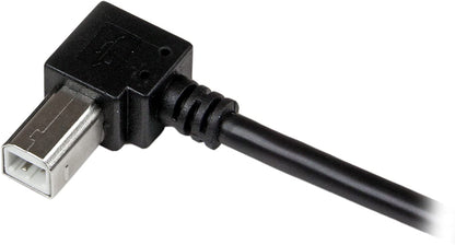 StarTech.com 2m USB 2.0 A to Right Angle B Cable Cord - 2 m USB Printer Cable - Right Angle USB B Cable - 1x USB A (M), 1x USB B (M) (USBAB2MR) Right Angled Connector 6 ft / 2m