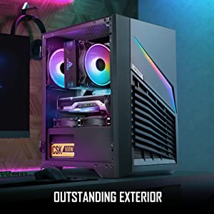 Antec Dark Phantom Series DP31 Mini-Tower M-ATX Gaming Case, Claw-Shaped Air Intakes, ARGB Strip, Magnetic Tempered Glass Side Panel,Black,0-761345-80038-9