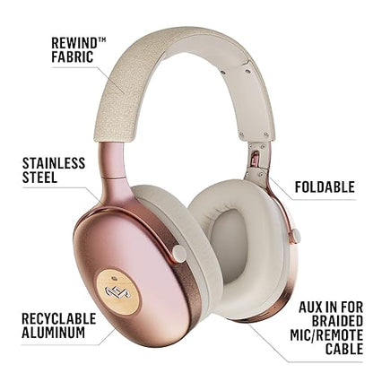 House of Marley Positive Vibration XL ANC: Noise Cancelling Over-Ear Headphones with Microphone, Wireless Bluetooth Connectivity, and 26 Hours of Playtim, Copper