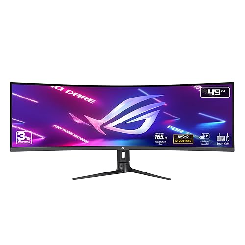 ASUS ROG Strix 49” Ultra-wide Curved HDR Gaming Monitor (XG49WCR) - Dual QHD 32:9 (5120 x 1440), 165Hz, Extreme Low Motion Blur Sync, USB-C, RJ45, DisplayHDR400, 90% DCI-P3, Dual Input-KVM Switch 49" Curved QHD 32:9 165Hz Docking Smart KVM VA